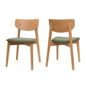 Opus Natural Ahşap 2'li Şık & Rahat Kumaş Kaplamalı Sandalye – Kaymaz Ayaklı, Ergonomik Tasarım
