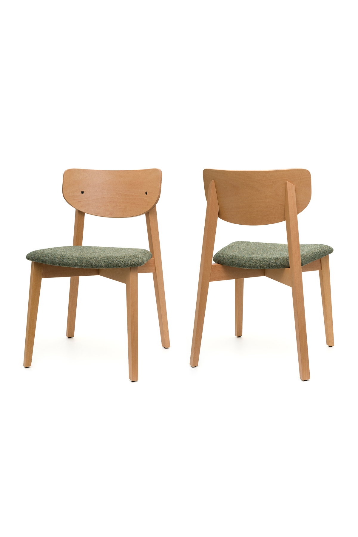 Opus Natural Ahşap 2'li Şık & Rahat Kumaş Kaplamalı Sandalye – Kaymaz Ayaklı, Ergonomik Tasarım