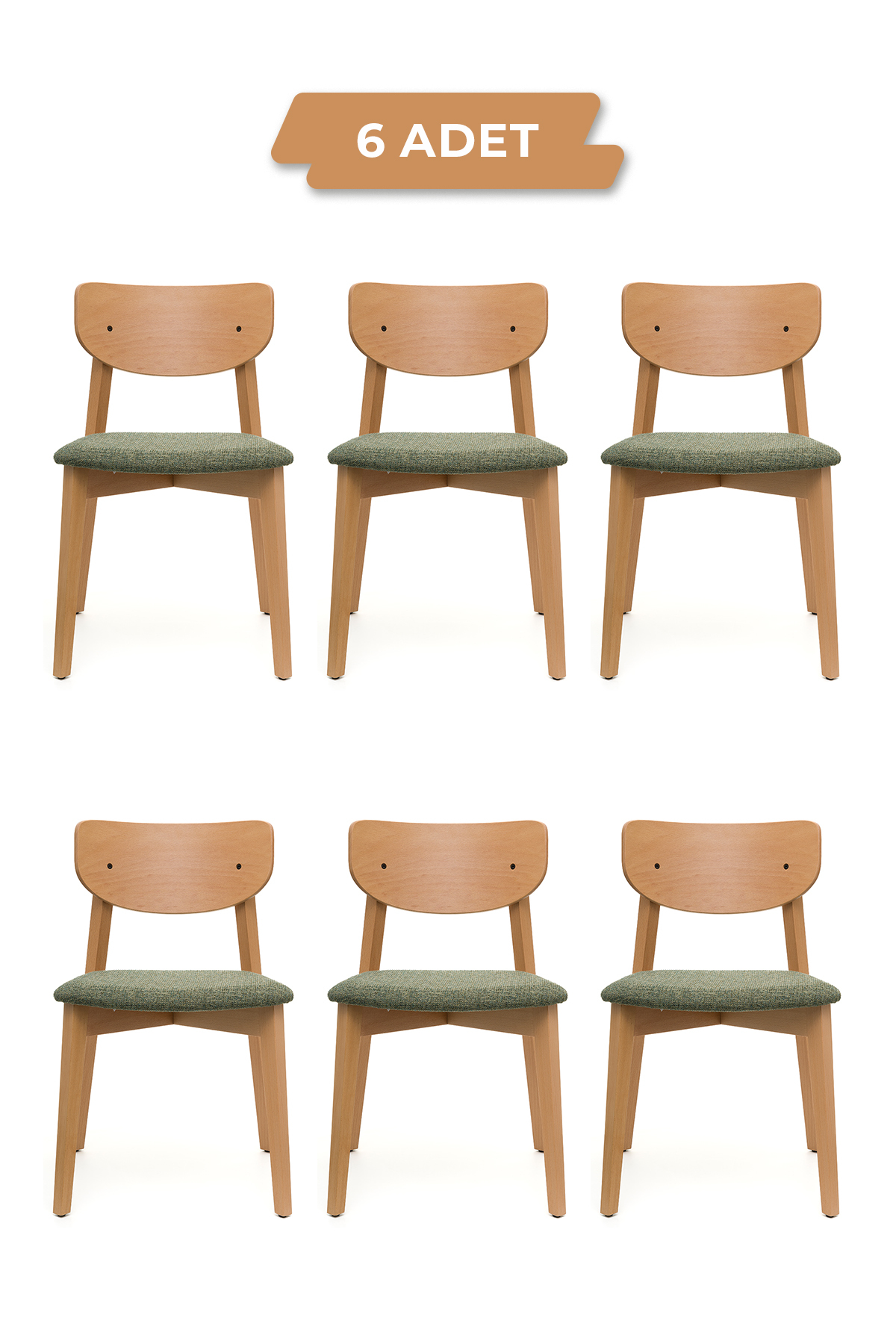 Opus Natural Ahşap 6'lı Ergonomik & Dayanıklı Ahşap Sandalye – Konforlu Oturum, Şık Tasarım